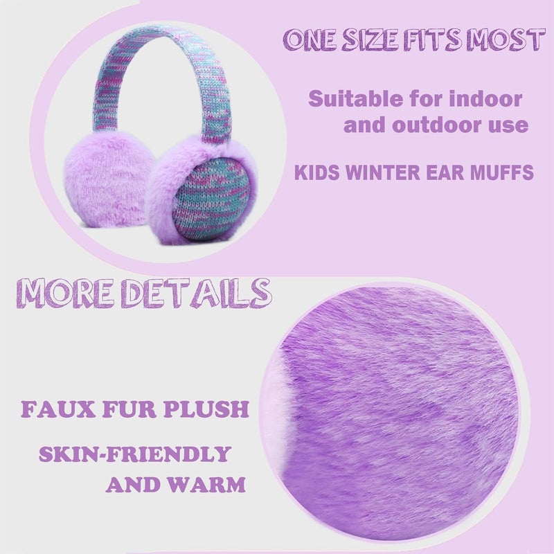 FYBW Ear Muffs Gloves Set for Kids, Winter Adjustable Sequins Warm Earmuffs for Kids Outdoor Cold Weather - Image 3